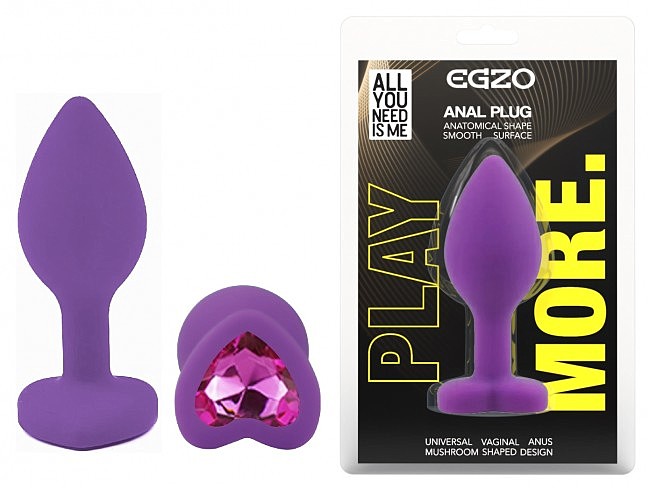 ����������� �������� ������ EGZO Silicone Violet Heart Plug size S, 7,1 � 2,7 �� 