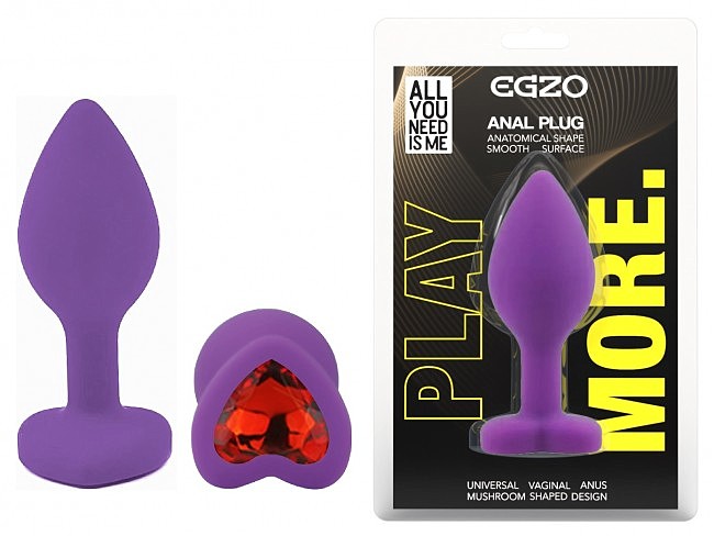 ����������� �������� ������ EGZO Silicone Violet Heart Plug size S, 7,1 � 2,7 �� 