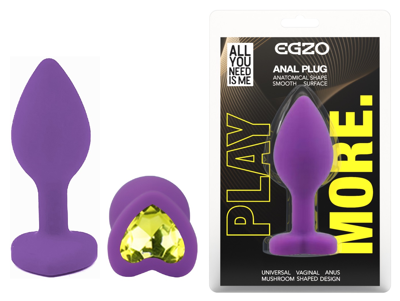 ����������� �������� ������ EGZO Silicone Violet Heart Plug size S, 7,1 � 2,7 �� 