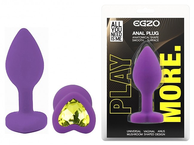 ����������� �������� ������ EGZO Silicone Violet Heart Plug size S, 7,1 � 2,7 �� 