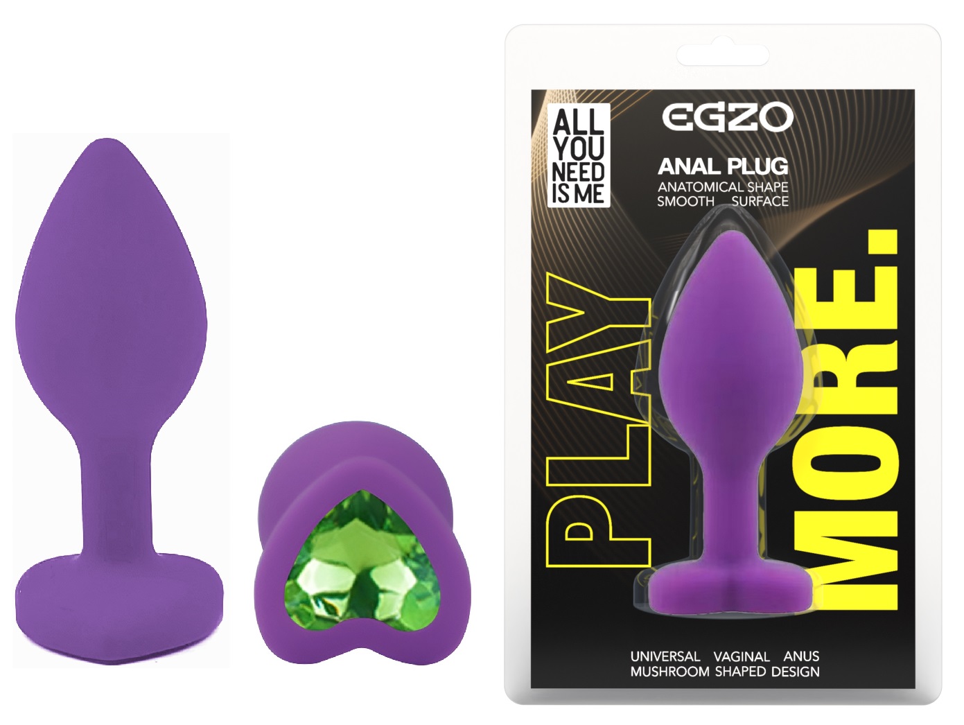����������� �������� ������ EGZO Silicone Violet Heart Plug size S, 7,1 � 2,7 �� 