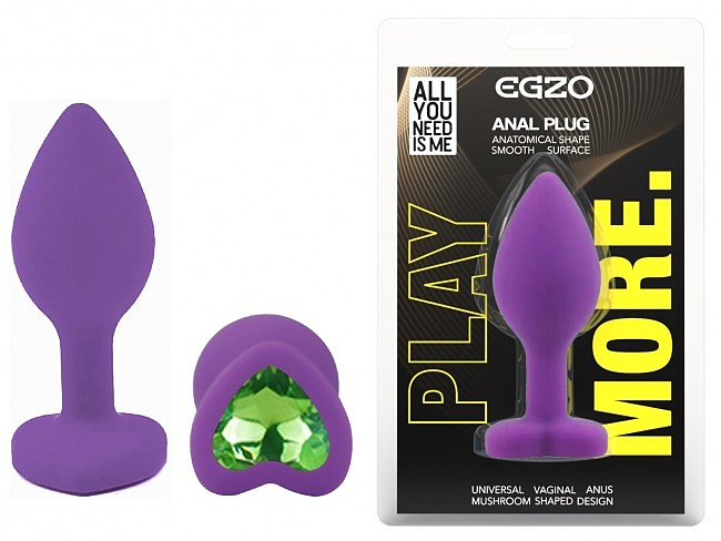 ����������� �������� ������ EGZO Silicone Violet Heart Plug size S, 7,1 � 2,7 �� 