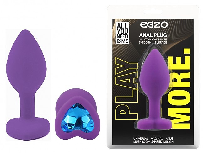 ����������� �������� ������ EGZO Silicone Violet Heart Plug size S, 7,1 � 2,7 �� 