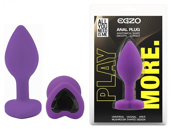����������� �������� ������ EGZO Silicone Violet Heart Plug size S, 7,1 � 2,7 �� 
