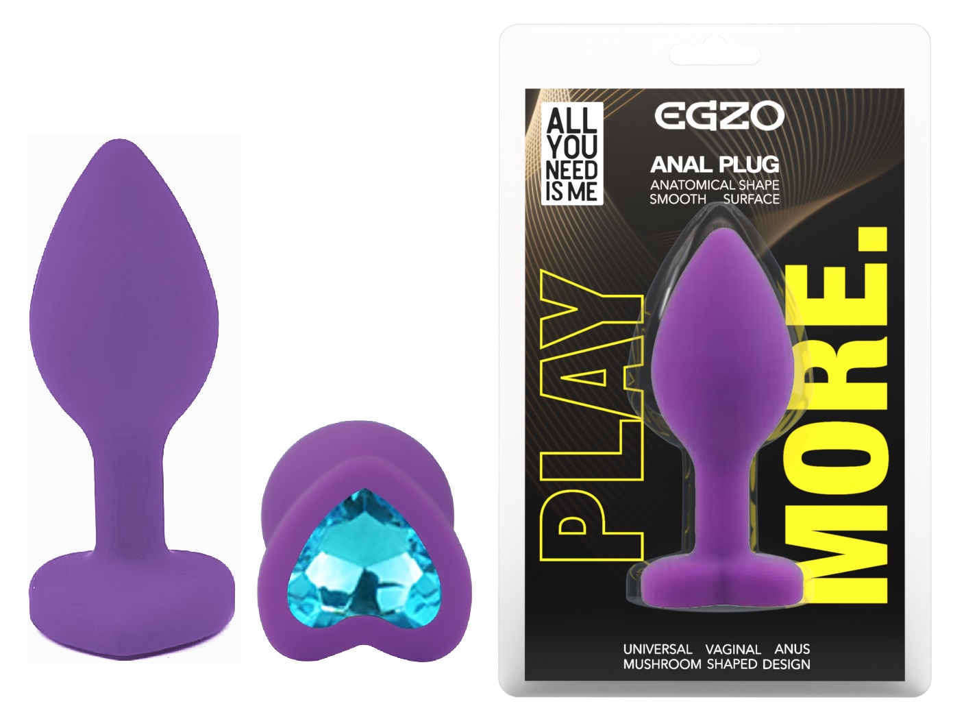 ����������� �������� ������ EGZO Silicone Violet Heart Plug size S, 7,1 � 2,7 �� 