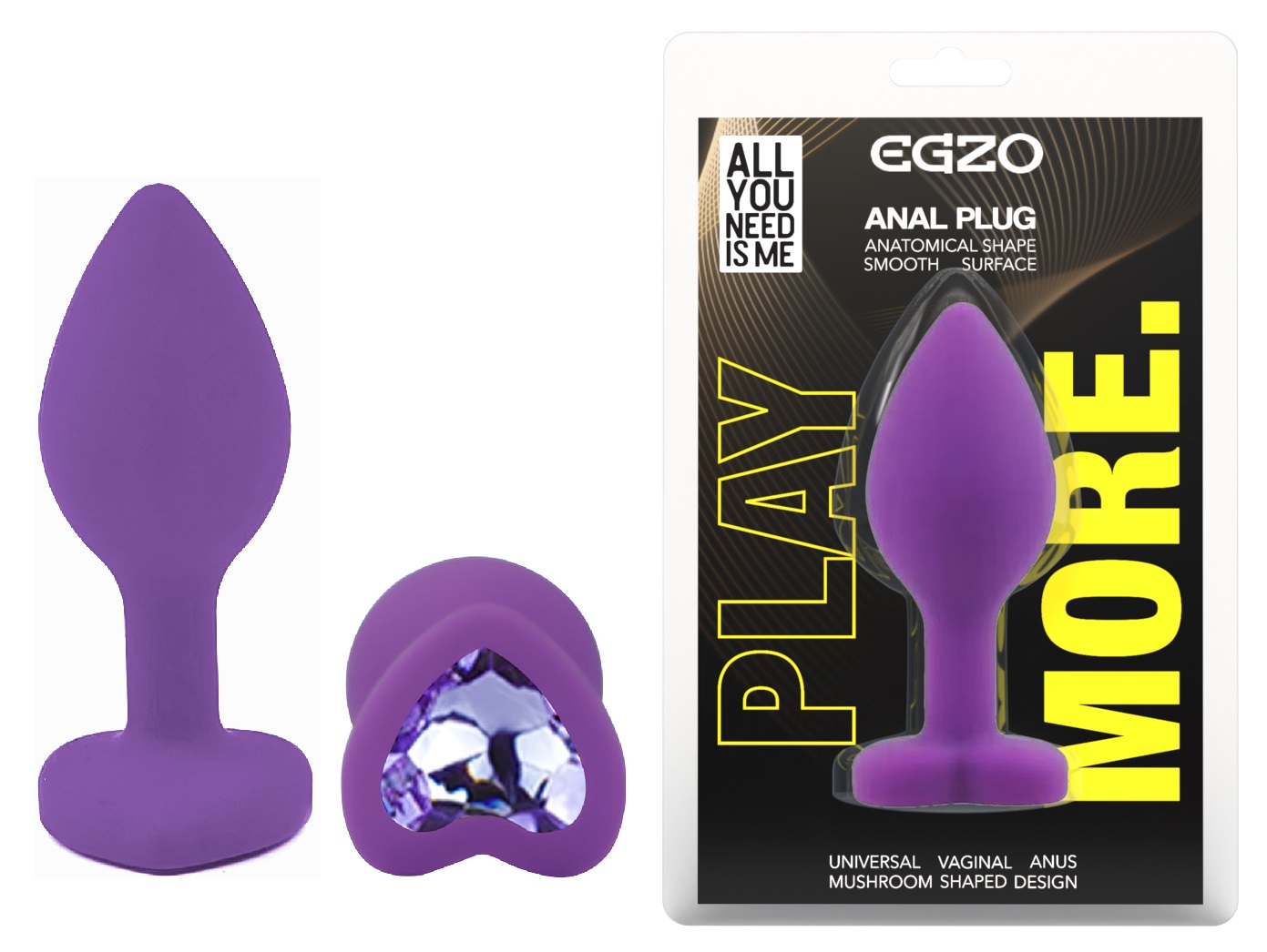 ����������� �������� ������ EGZO Silicone Violet Heart Plug size S, 7,1 � 2,7 �� 