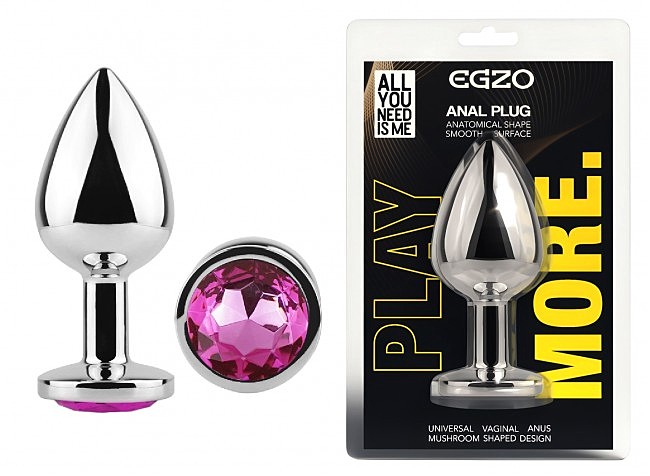 ������������� �������� ������ � ���������� EGZO Silver Round Plug size M, 8,2 � 3,4 ��