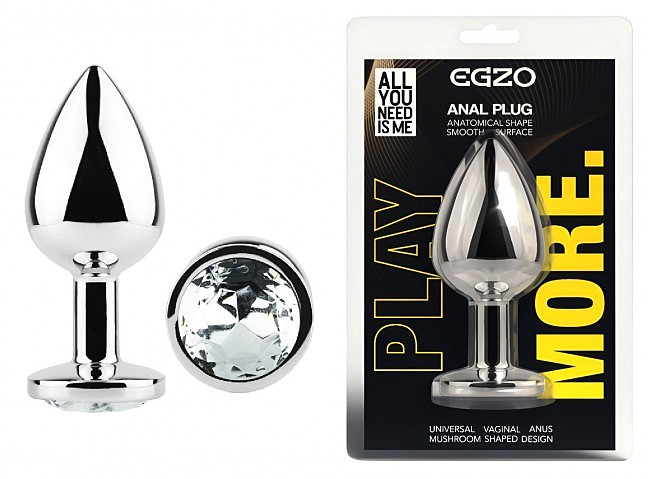 ������������� �������� ������ � ���������� EGZO Silver Round Plug size M, 8,2 � 3,4 ��