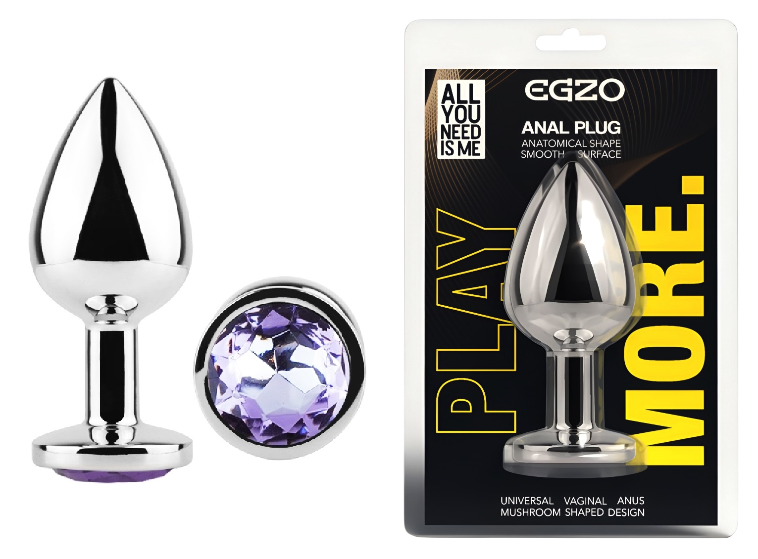 ������������� �������� ������ � ���������� EGZO Silver Round Plug size M, 8,2 � 3,4 ��